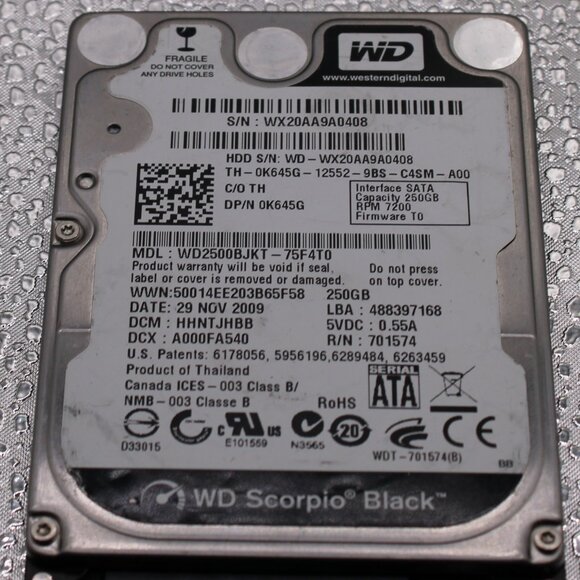 582508-280 GB RPM 7200 WD Hard Drive.  3 x 4 inches. - Picture 1 of 4